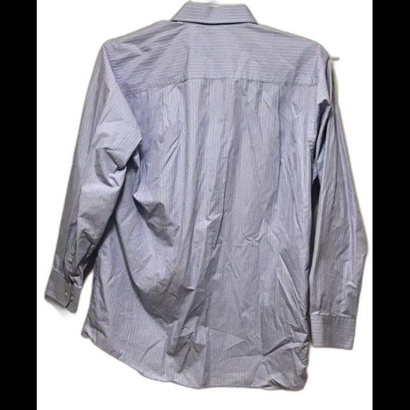 Calvin Klein Button Up Mens 32/33 Long Sleeve Dress Shirt Blue/White Stripes - Picture 3 of 3